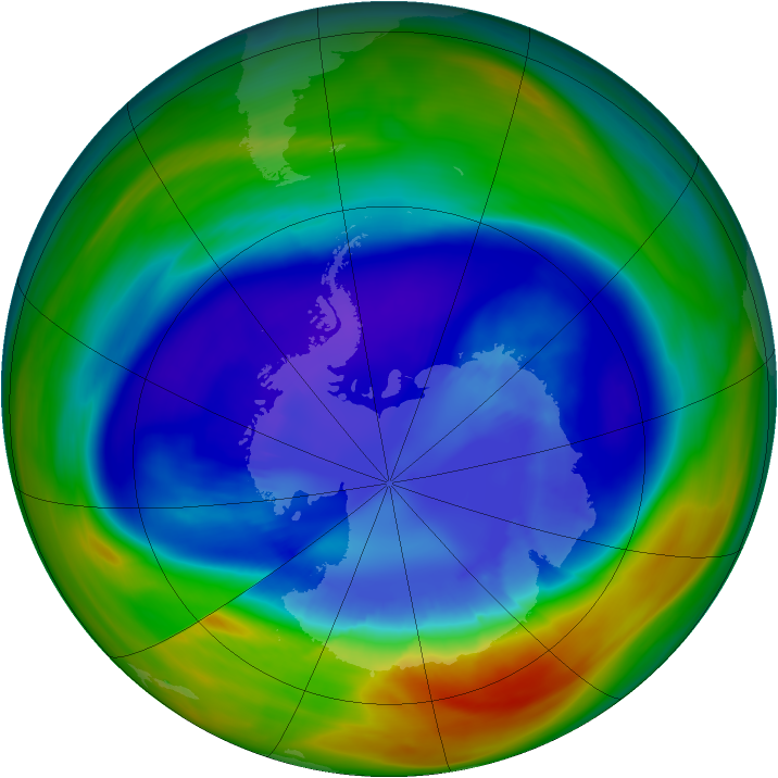 Antarctic ozone map for 07 September 2005